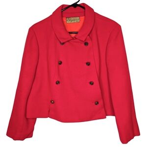 Elegance Paris Elysee Fabrics Red Asymmetrical Blazer *With Flaws Size Medium